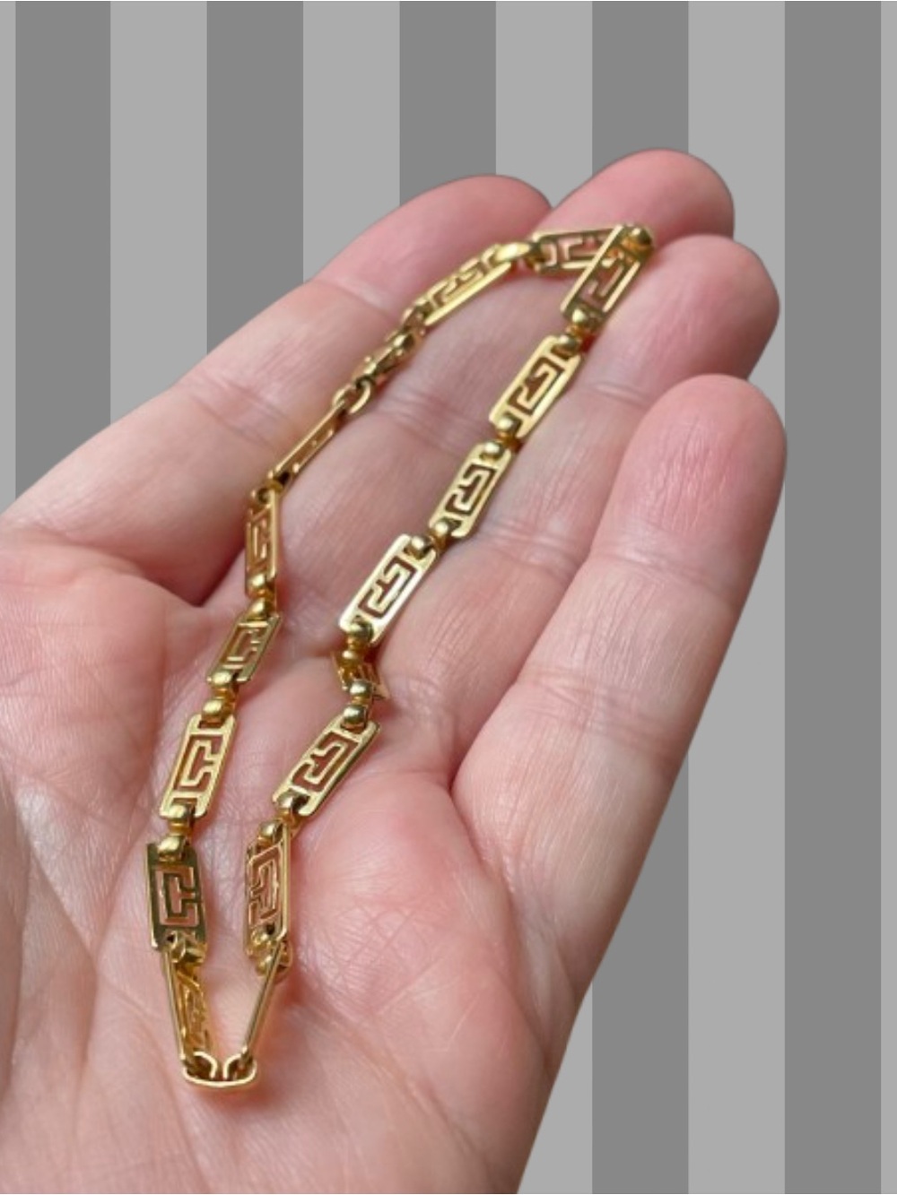 Vintage goldtone Greek key style link bracelet